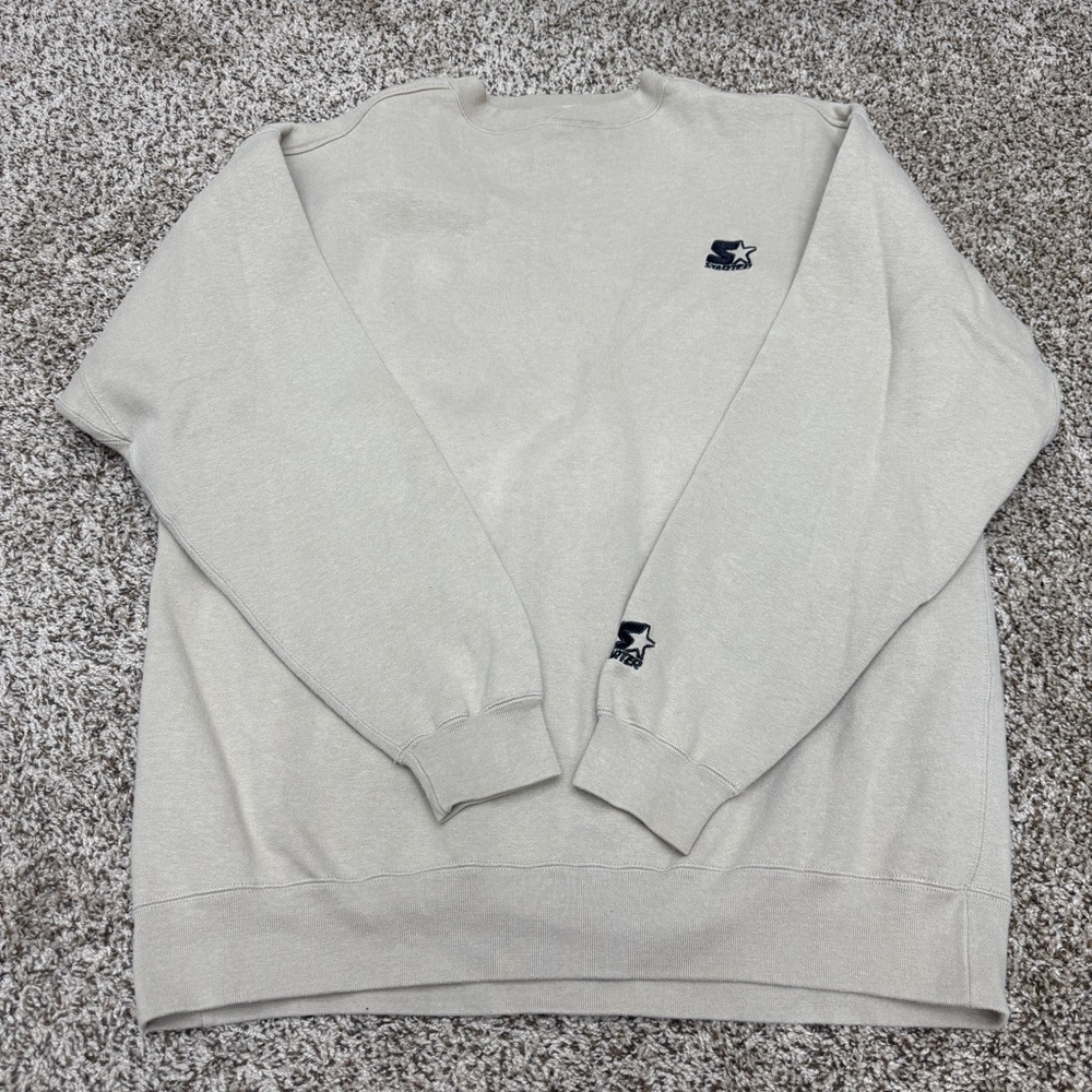 Vintage STARTER Men's Beige Crewneck Sweater
